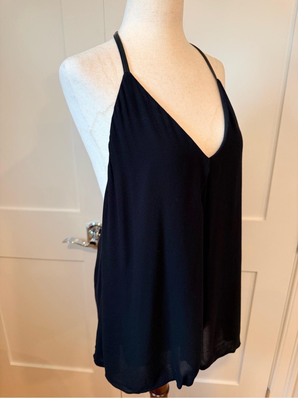 Alice + Olivia Guenda Black V-Neck Camisole with Leather Racerback straps - Picture 11 of 13
